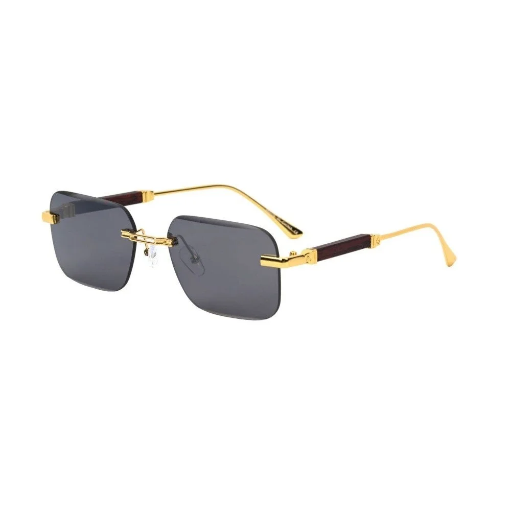 Sunglasses Gold Dark Black Lens Men's Fashion Eyewear Outdoor Festival Music New